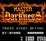 Master Of Darkness title screen for Sega Game Gear